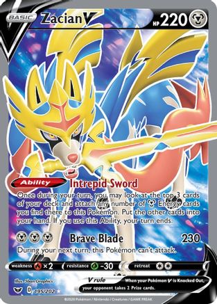 Zacian V 195/202 - Sword & Shield Holofoil - Premium Pokemon Single from Nintendo - Just $2.17! Shop now at Game Crave Tournament Store