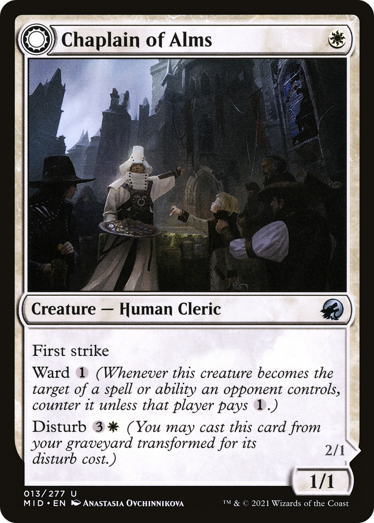 Chaplain of Alms // Chapel Shieldgeist (MID-013) - Innistrad: Midnight Hunt: (Double Faced Transform) - Premium MTG Single from Wizards of the Coast - Just $0.08! Shop now at Game Crave Tournament Store