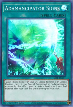 Adamancipator Signs (SESL-EN011) - Secret Slayers 1st Edition - Premium Yugioh Single from Konami - Just $0.26! Shop now at Game Crave Tournament Store