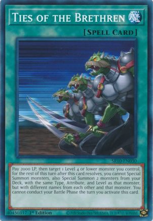 Ties of the Brethren (SR10-EN030) - Structure Deck: Mechanized Madness 1st Edition - Premium Yugioh Single from Konami - Just $0.25! Shop now at Game Crave Tournament Store
