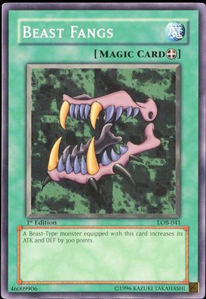 Beast Fangs (LOB-041) - The Legend of Blue Eyes White Dragon 1st Edition - Premium Yugioh Single from Konami - Just $7.62! Shop now at Game Crave Tournament Store