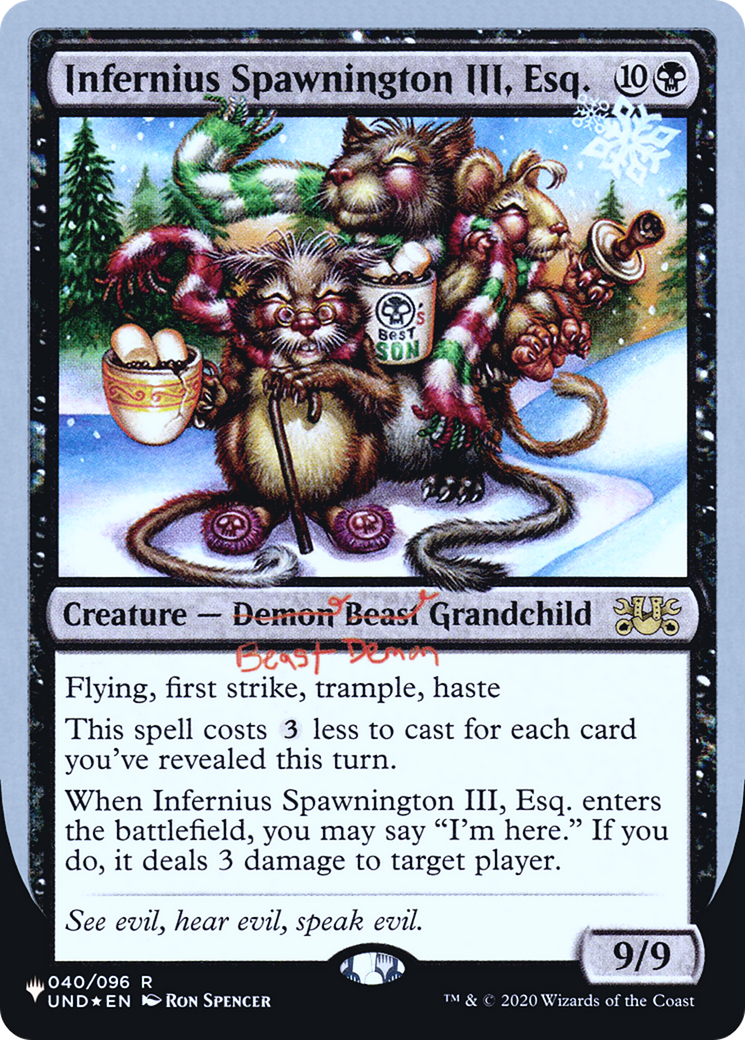 Infernius Spawnington III, Esq. (UPLIST-021) - The List (Unfinity Foil Edition) Foil - Premium MTG Single from Wizards of the Coast - Just $0.25! Shop now at Game Crave Tournament Store