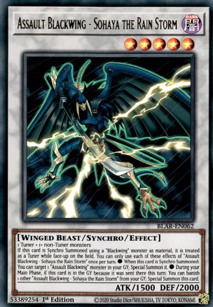 Assault Blackwing - Sohaya the Rain Storm (BLAR-EN062) - Battles of Legend: Armageddon 1st Edition - Premium Yugioh Single from Konami - Just $0.24! Shop now at Game Crave Tournament Store