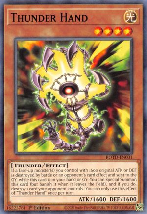 Thunder Hand (ROTD-EN031) - Rise of the Duelist 1st Edition - Premium Yugioh Single from Konami - Just $0.25! Shop now at Game Crave Tournament Store