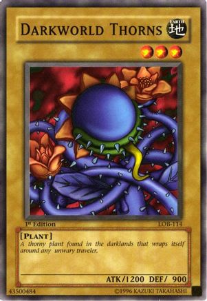 Darkworld Thorns (LOB-114) - The Legend of Blue Eyes White Dragon 1st Edition - Premium Yugioh Single from Konami - Just $0.80! Shop now at Game Crave Tournament Store
