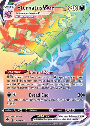 Eternatus VMAX 192/189 - Darkness Ablaze Holofoil - Premium Pokemon Single from Nintendo - Just $6.58! Shop now at Game Crave Tournament Store