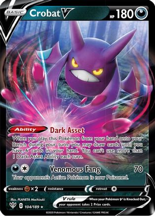 Crobat V 104/189 - Darkness Ablaze Holofoil - Premium Pokemon Single from Nintendo - Just $0.50! Shop now at Game Crave Tournament Store