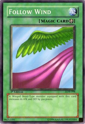 Follow Wind (LOB-098) - The Legend of Blue Eyes White Dragon 1st Edition - Premium Yugioh Single from Konami - Just $7.32! Shop now at Game Crave Tournament Store