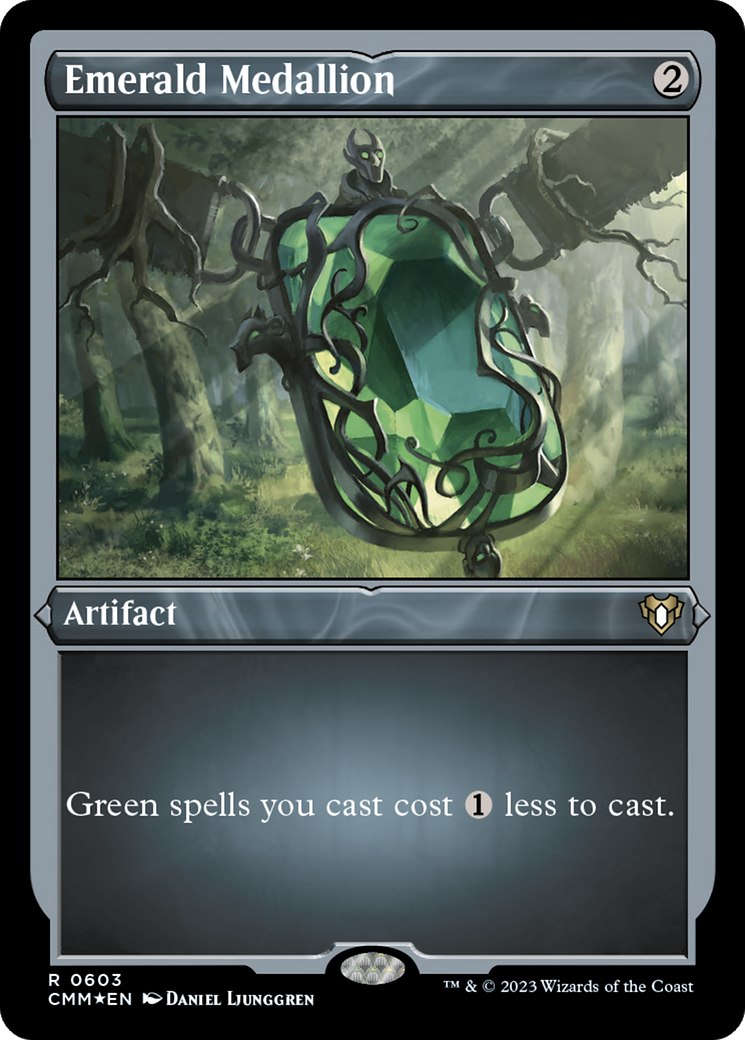 Emerald Medallion (CMM-603) - Commander Masters Etched Foil - Premium MTG Single from Wizards of the Coast - Just $1.23! Shop now at Game Crave Tournament Store