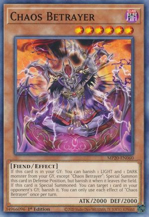 Chaos Betrayer (MP20-EN060) - 2020 Tin of Lost Memories 1st Edition - Premium Yugioh Single from Konami - Just $0.25! Shop now at Game Crave Tournament Store