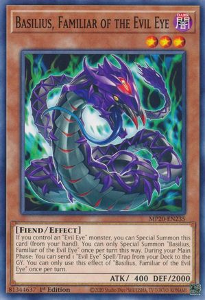 Basilius, Familiar of the Evil Eye (MP20-EN235) - 2020 Tin of Lost Memories 1st Edition - Premium Yugioh Single from Konami - Just $0.25! Shop now at Game Crave Tournament Store