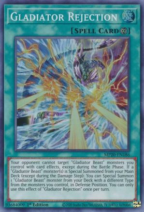 Gladiator Rejection (MP20-EN186) - 2020 Tin of Lost Memories 1st Edition - Premium Yugioh Single from Konami - Just $0.08! Shop now at Game Crave Tournament Store