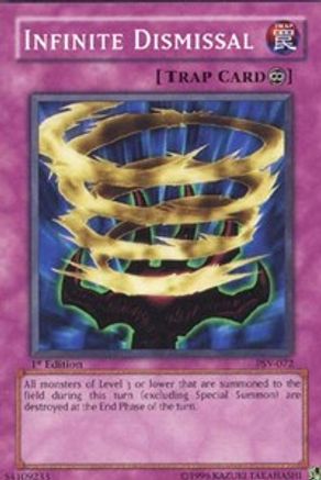 Infinite Dismissal (PSV-072) - Pharaoh's Servant Unlimited - Premium Yugioh Single from Konami - Just $0.25! Shop now at Game Crave Tournament Store