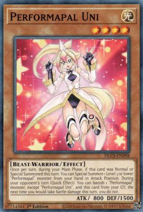 Performapal Uni (DLCS-EN098) - Dragons of Legend: The Complete Series 1st Edition - Premium Yugioh Single from Konami - Just $0.25! Shop now at Game Crave Tournament Store