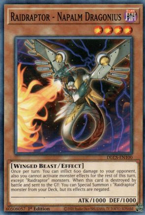 Raidraptor - Napalm Dragonius (DLCS-EN100) - Dragons of Legend: The Complete Series 1st Edition - Premium Yugioh Single from Konami - Just $0.25! Shop now at Game Crave Tournament Store