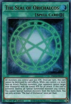 The Seal of Orichalcos (DLCS-EN137) - Dragons of Legend: The Complete Series 1st Edition - Premium Yugioh Single from Konami - Just $1.27! Shop now at Game Crave Tournament Store