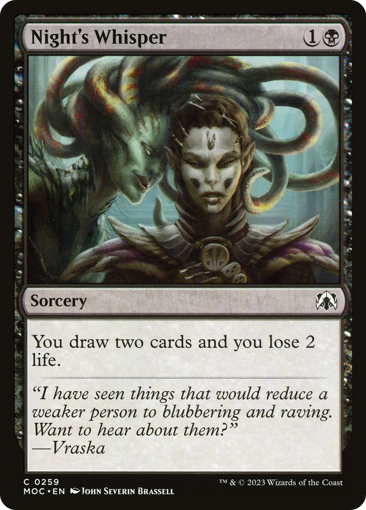 Night's Whisper (MOC-259) - March of the Machine Commander - Premium MTG Single from Wizards of the Coast - Just $0.41! Shop now at Game Crave Tournament Store
