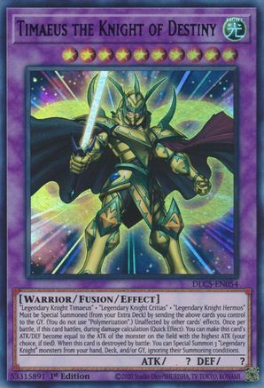 Timaeus the Knight of Destiny (Green) (DLCS-EN054) - Dragons of Legend: The Complete Series 1st Edition - Premium Yugioh Single from Konami - Just $0.26! Shop now at Game Crave Tournament Store