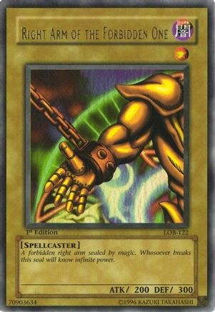 Right Arm of the Forbidden One (LOB-122) - The Legend of Blue Eyes White Dragon 1st Edition - Premium Yugioh Single from Konami - Just $156.76! Shop now at Game Crave Tournament Store