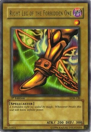 Right Leg of the Forbidden One (LOB-120) - The Legend of Blue Eyes White Dragon Unlimited - Premium Yugioh Single from Konami - Just $15.17! Shop now at Game Crave Tournament Store