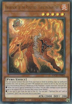 Game Crave Tournament Store - Awakening of the Possessed - Greater Inari Fire (SDCH-EN006) - Structure Deck: Spirit Charmers 1st Edition Game Crave Tournament Store - Awakening of the Possessed - Greater Inari Fire (SDCH-EN006) - Structure Deck: Spirit Charmers 1st Edition
