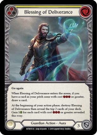 Blessing of Deliverance (Yellow) (WTR055) - Welcome to Rathe Unlimited Edition Rainbow Foil - Premium Flesh And Blood Single from Legend Story Studios - Just $0.25! Shop now at Game Crave Tournament Store