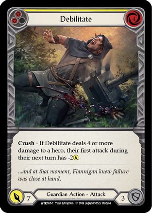 Debilitate (Yellow) (WTR067) - Welcome to Rathe 1st Edition Rainbow Foil - Premium Flesh And Blood Single from Legend Story Studios - Just $2.84! Shop now at Game Crave Tournament Store