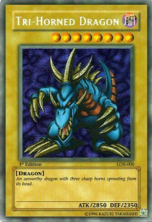 Tri-Horned Dragon (LOB-000) (LOB-000) - The Legend of Blue Eyes White Dragon Unlimited - Premium Yugioh Single from Konami - Just $9.43! Shop now at Game Crave Tournament Store