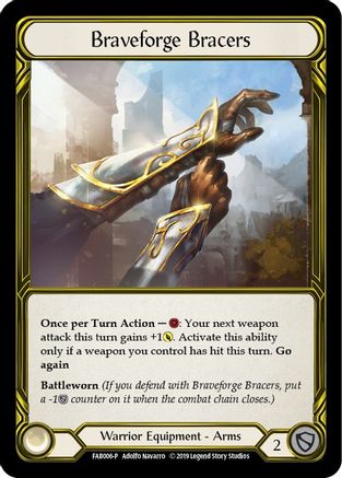 Braveforge Bracers (Golden) (FAB006) - Flesh and Blood: Promo Cards - Premium Flesh And Blood Single from Legend Story Studios - Just $0! Shop now at Game Crave Tournament Store