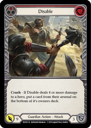 Disable (Red) (BVO011) - Hero Deck: Bravo 1st Edition - Premium Flesh And Blood Single from Legend Story Studios - Just $2.18! Shop now at Game Crave Tournament Store