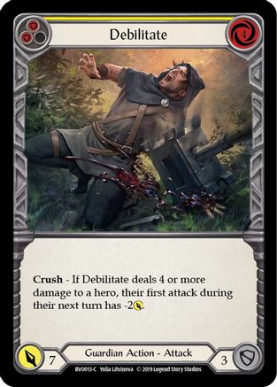 Debilitate (Yellow) (BVO013) - Hero Deck: Bravo 1st Edition - Premium Flesh And Blood Single from Legend Story Studios - Just $0.49! Shop now at Game Crave Tournament Store