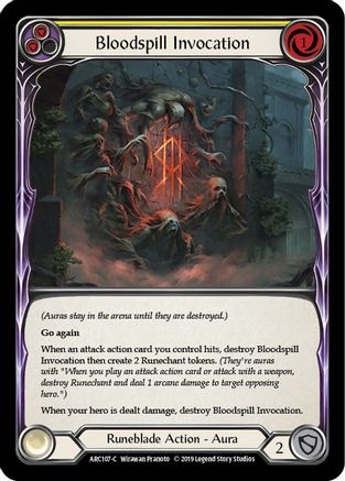 Bloodspill Invocation (Yellow) (ARC107) - Arcane Rising 1st Edition - Premium Flesh And Blood Single from Legend Story Studios - Just $0.26! Shop now at Game Crave Tournament Store