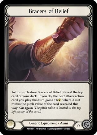 Bracers of Belief (ARC153) - Arcane Rising 1st Edition - Premium Flesh And Blood Single from Legend Story Studios - Just $0.08! Shop now at Game Crave Tournament Store