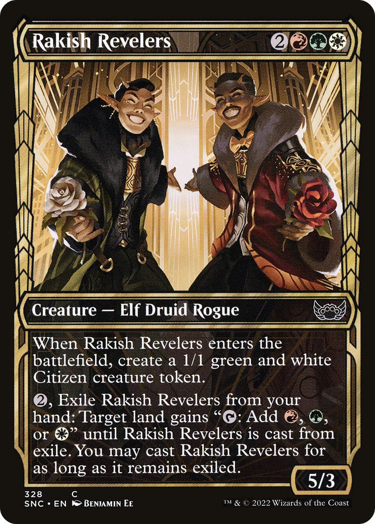 Rakish Revelers (SNC-328) - Streets of New Capenna: (Showcase) Foil - Premium MTG Single from Wizards of the Coast - Just $0.08! Shop now at Game Crave Tournament Store