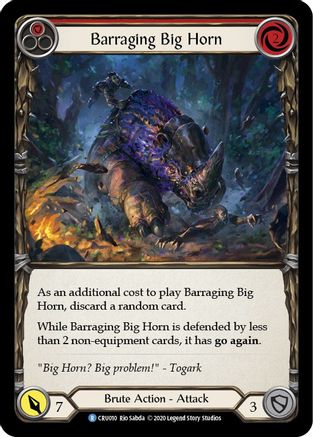 Barraging Big Horn (Red) (CRU010) - Crucible of War Unlimited Edition Rainbow Foil - Premium Flesh And Blood Single from Legend Story Studios - Just $0.08! Shop now at Game Crave Tournament Store