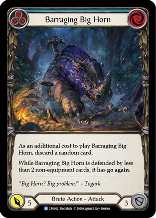 Barraging Big Horn (Blue) (CRU012) - Crucible of War Unlimited Edition - Premium Flesh And Blood Single from Legend Story Studios - Just $0.25! Shop now at Game Crave Tournament Store