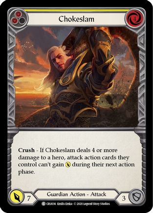 Chokeslam (Yellow) (CRU036) - Crucible of War Unlimited Edition Rainbow Foil - Premium Flesh And Blood Single from Legend Story Studios - Just $0.25! Shop now at Game Crave Tournament Store