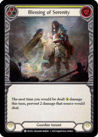 Blessing of Serenity (Yellow) (CRU042) - Crucible of War Unlimited Edition Rainbow Foil - Premium Flesh And Blood Single from Legend Story Studios - Just $0.08! Shop now at Game Crave Tournament Store