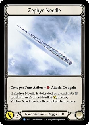 Zephyr Needle (CRU051) - Crucible of War Unlimited Edition - Premium Flesh And Blood Single from Legend Story Studios - Just $0.08! Shop now at Game Crave Tournament Store