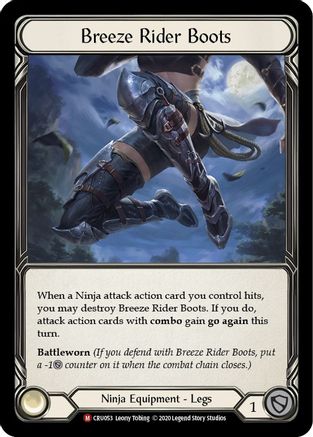 Breeze Rider Boots (CRU053) - Crucible of War Unlimited Edition Rainbow Foil - Premium Flesh And Blood Single from Legend Story Studios - Just $5.51! Shop now at Game Crave Tournament Store