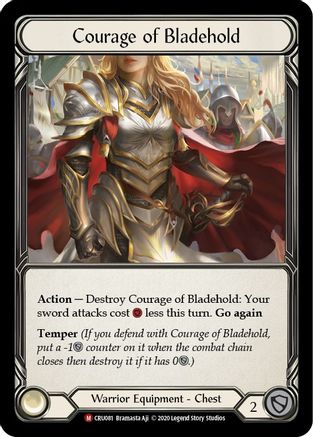 Courage of Bladehold (CRU081) - Crucible of War Unlimited Edition Rainbow Foil - Premium Flesh And Blood Single from Legend Story Studios - Just $17.72! Shop now at Game Crave Tournament Store