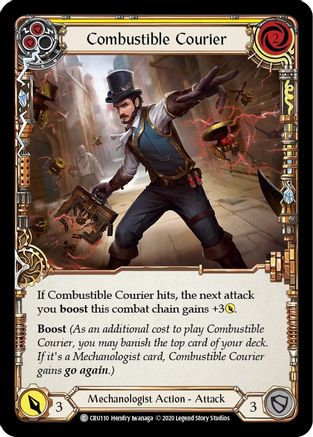 Combustible Courier (Yellow) (CRU110) - Crucible of War Unlimited Edition - Premium Flesh And Blood Single from Legend Story Studios - Just $0.25! Shop now at Game Crave Tournament Store