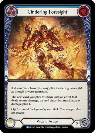 Cindering Foresight (Blue) (CRU167) - Crucible of War Unlimited Edition Rainbow Foil - Premium Flesh And Blood Single from Legend Story Studios - Just $0.28! Shop now at Game Crave Tournament Store