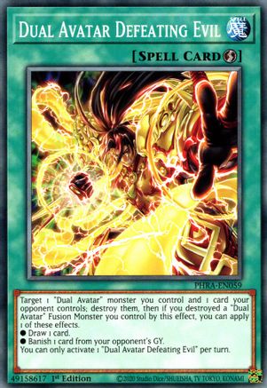 Dual Avatar Defeating Evil (PHRA-EN059) - Phantom Rage 1st Edition - Premium Yugioh Single from Konami - Just $0.25! Shop now at Game Crave Tournament Store