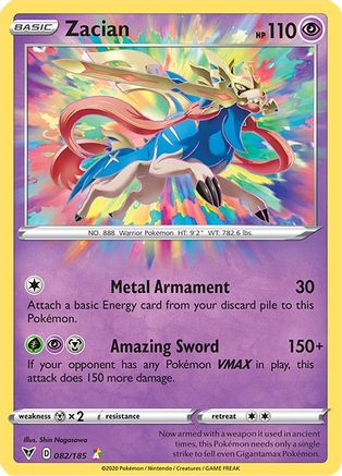 Zacian 82/185 - Vivid Voltage Holofoil - Premium Pokemon Single from Nintendo - Just $0.75! Shop now at Game Crave Tournament Store