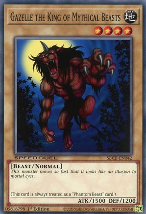 Gazelle the King of Mythical Beasts (SBCB-EN042) - Speed Duel: Battle City Box 1st Edition - Premium Yugioh Single from Konami - Just $0.08! Shop now at Game Crave Tournament Store