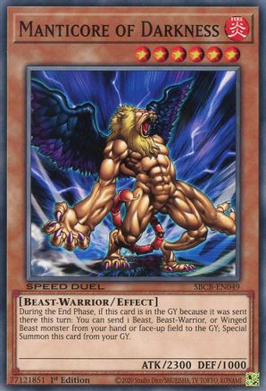 Manticore of Darkness (SBCB-EN049) - Speed Duel: Battle City Box 1st Edition - Premium Yugioh Single from Konami - Just $0.23! Shop now at Game Crave Tournament Store