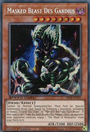 Masked Beast Des Gardius (Secret) (SBCB-EN107) - Speed Duel: Battle City Box 1st Edition - Premium Yugioh Single from Konami - Just $1.58! Shop now at Game Crave Tournament Store