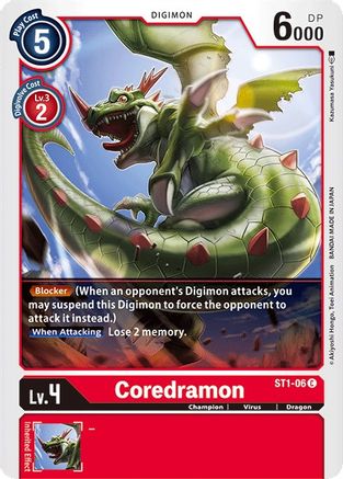 Coredramon (ST1-06) - Starter Deck 01: Gaia Red - Premium Digimon Single from Bandai - Just $0.25! Shop now at Game Crave Tournament Store