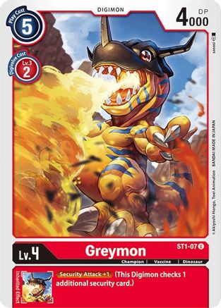 Greymon (ST1-07) - Starter Deck 01: Gaia Red - Premium Digimon Single from Bandai - Just $0.87! Shop now at Game Crave Tournament Store